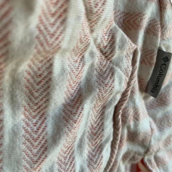 COLUMBIA striped zip jacket high low hem, small, orange and cream - Picture 5 of 7